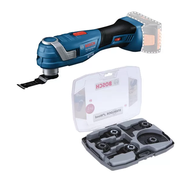 Aku multifunkční nástroj 18V/bez aku GOP 18V-34 + 7dílná sada pilových plátků Bosch 0615V0003F