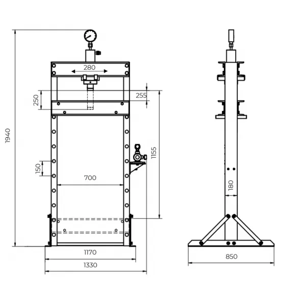 Dílenský hydraulický lis 75t Holzmann WP75ECO