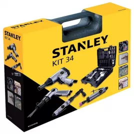 Sada pneu nářadí - 1/2" utahovák, ráčna, kladivo, přímá bruska Stanley 8221074STN