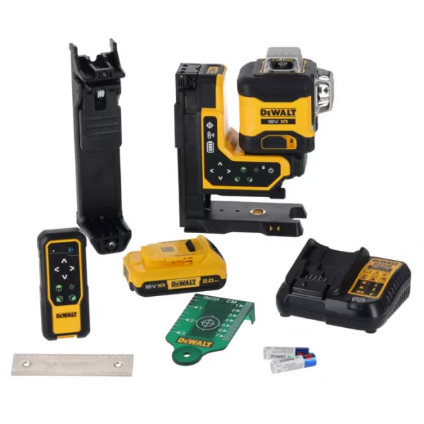 Aku multiline laser zelený 3x360° s dálkovým ovládáním 18V 1x2,0Ah DeWALT DCLE34035D1